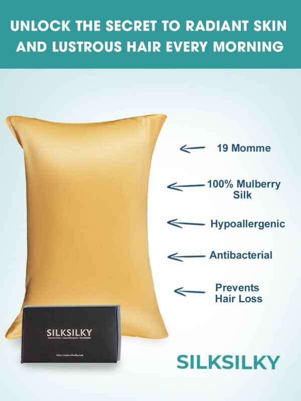 19Momme 100% Mulberry Silk Pillowcase - Hidden Zipper - Image 76