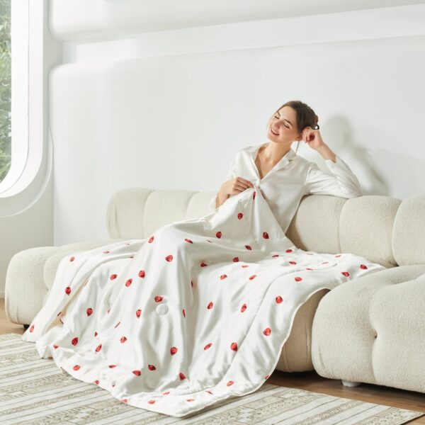 Strawberry Pattern Silk Blanket - Image 7