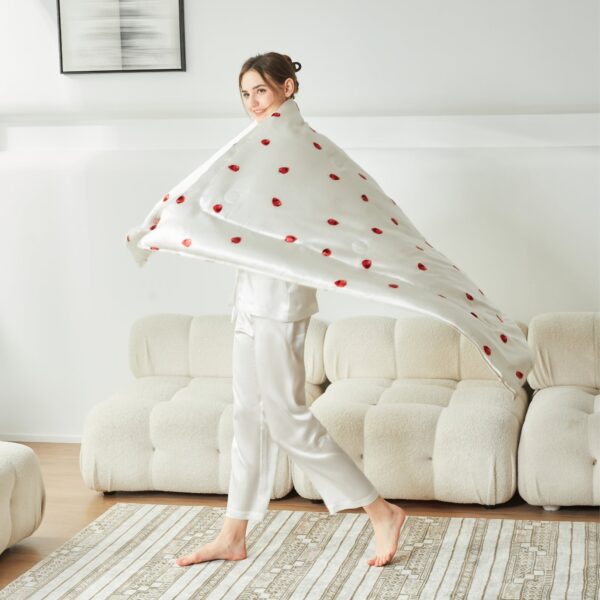 Strawberry Pattern Silk Blanket - Image 10