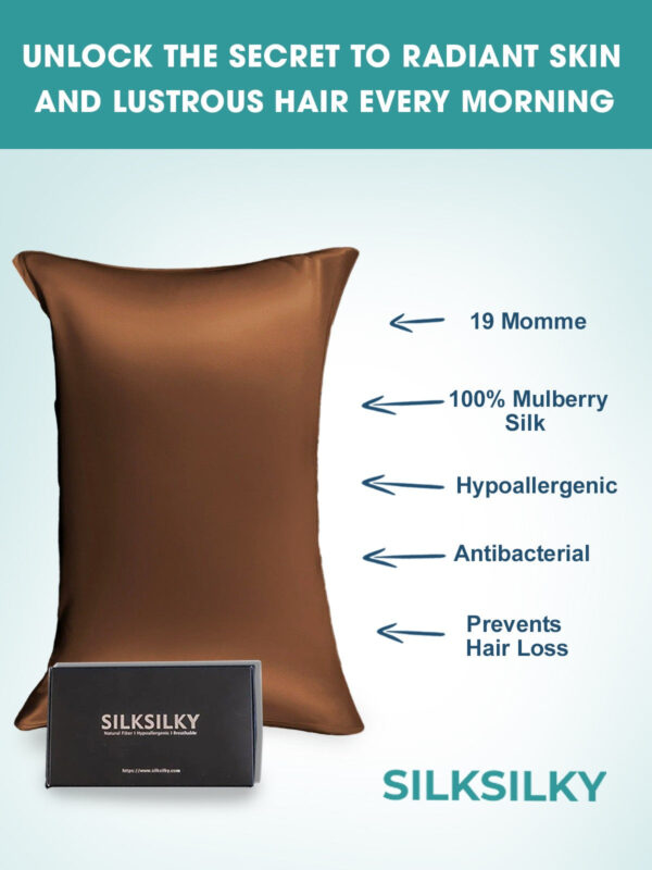 19Momme 100% Mulberry Silk Pillowcase - Hidden Zipper - Image 125