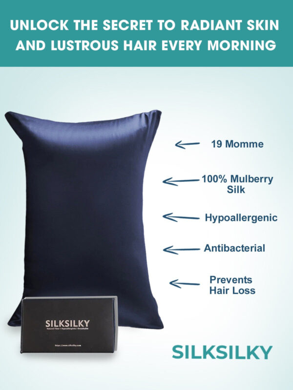19Momme 100% Mulberry Silk Pillowcase - Hidden Zipper - Image 3