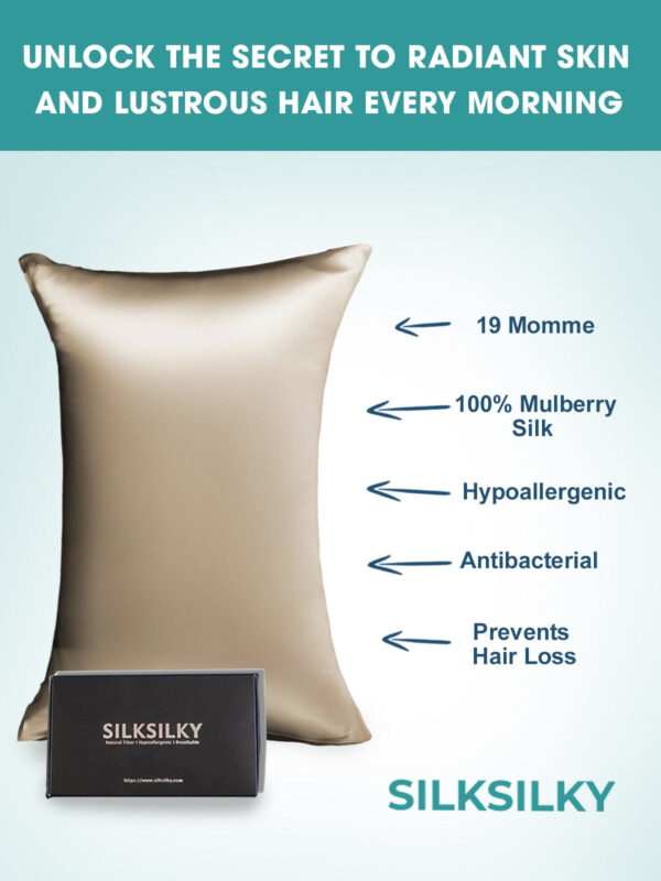 19Momme 100% Mulberry Silk Pillowcase - Hidden Zipper - Image 100